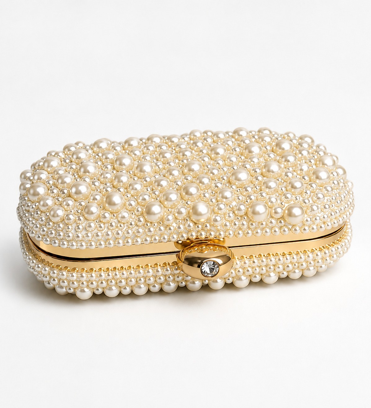 Pochette Élégante Perlée Dorée